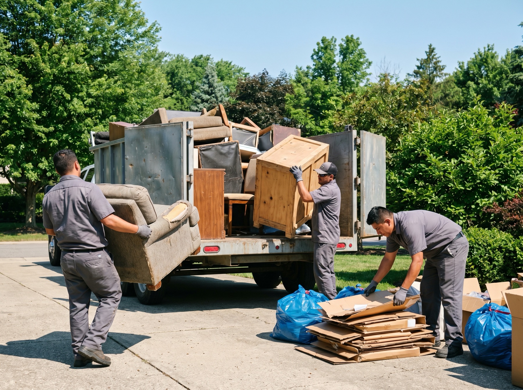 John's Junk Hauling dumpster rental crew working in Houston